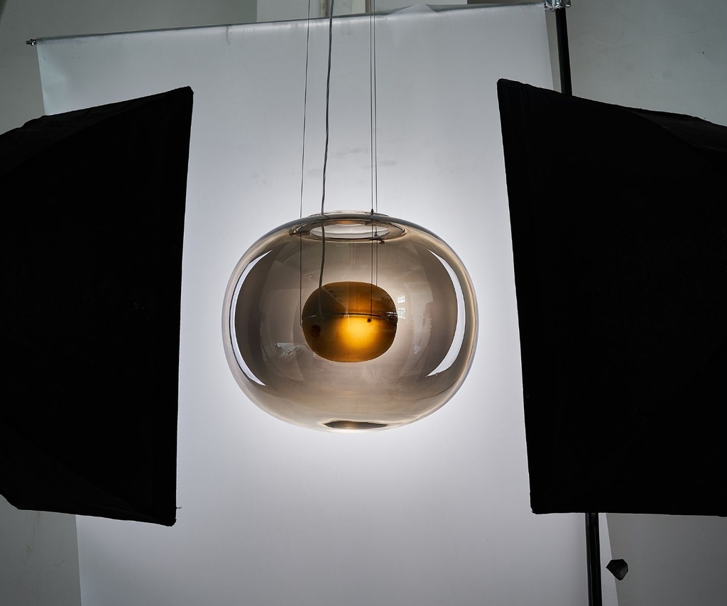 Lámpara colgante vidrio acero carbón ø500xH305mm    led 9W 3000K 120V