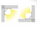 Perfil de aluminio para esquinas de 2,5m 16x16mm con difusor de policarbonato rectangular blanco mate, tapas terminales y clips de fijación
