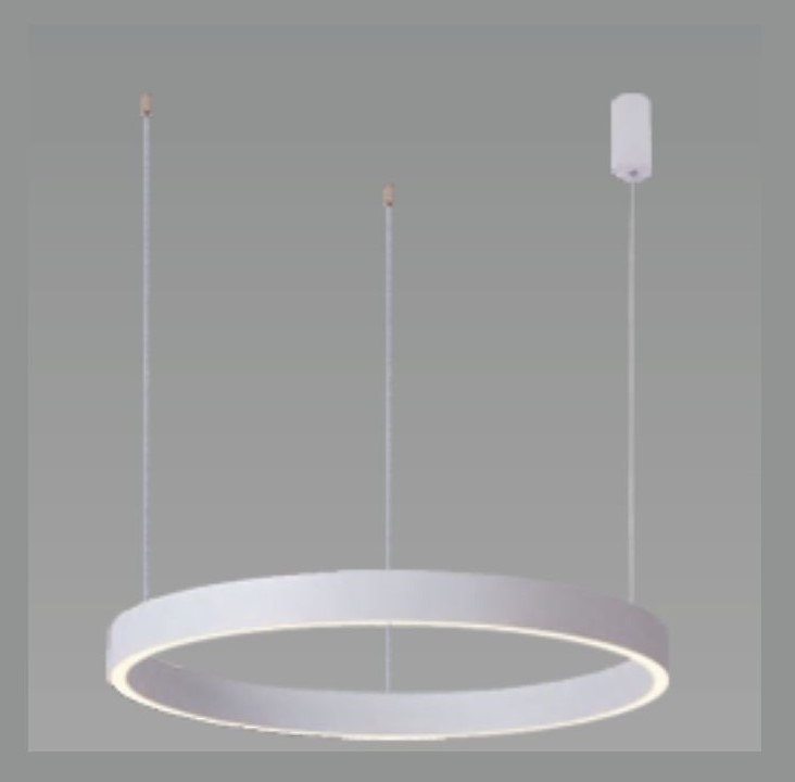 Lámpara colgante redonda tipo anillo luz directa Led 120V 5621 con 3 guayas paralelas difusor opal 3000K/4000K atenuable triac