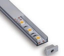 Perfil de aluminio sin marco de 2,5m 14x6.95mm 12,4mm interno con difusor de policarbonato mate, tapas terminales y clips de fijación