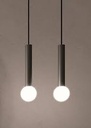 Lámpara TUBE-GLOBE colgante IP44 con 2m de cable, cilindro 250mm globo de vidrio  φ160mm 120V 7W 3000K