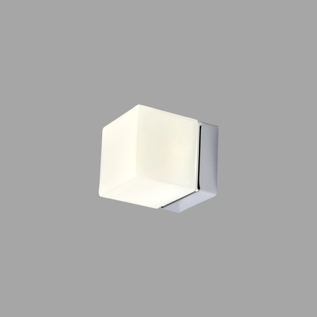 Plafón COQUETTE cubo con difusor de vidrio opal 100x100x122mm IP44 led 10W 120V 3000K