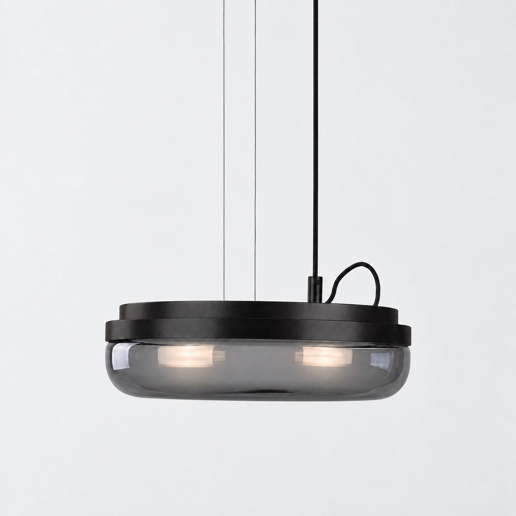 Lampara colgante Jam grande 1x30W 3000K 120V on-off  ∅40*H200  Vidrio∅40*8" Gris