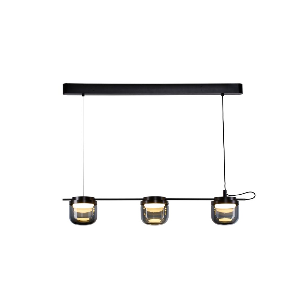 Lampara colgante Jam triple 3x7W 3000K 120V on-off L99*W15*H200   Vidrio ∅15*16 Gris