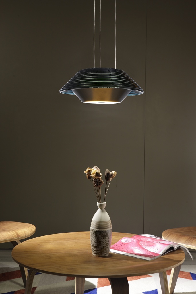 Lámpara colgante Plato 1x18W 3000K 120V on-off  ∅45*H200 Gris