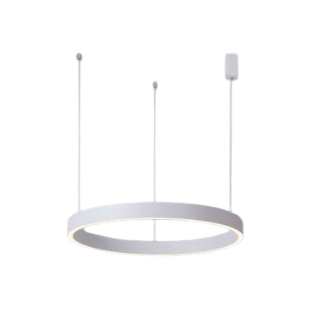 Lampara Colgante redonda tipo anillo luz directa Led 120V 5621 con 3 guayas paralelas difusor Opal 3000K/4000K atenuable Triac