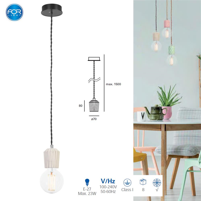Lampara colgante Bloom E27 cemento IP20