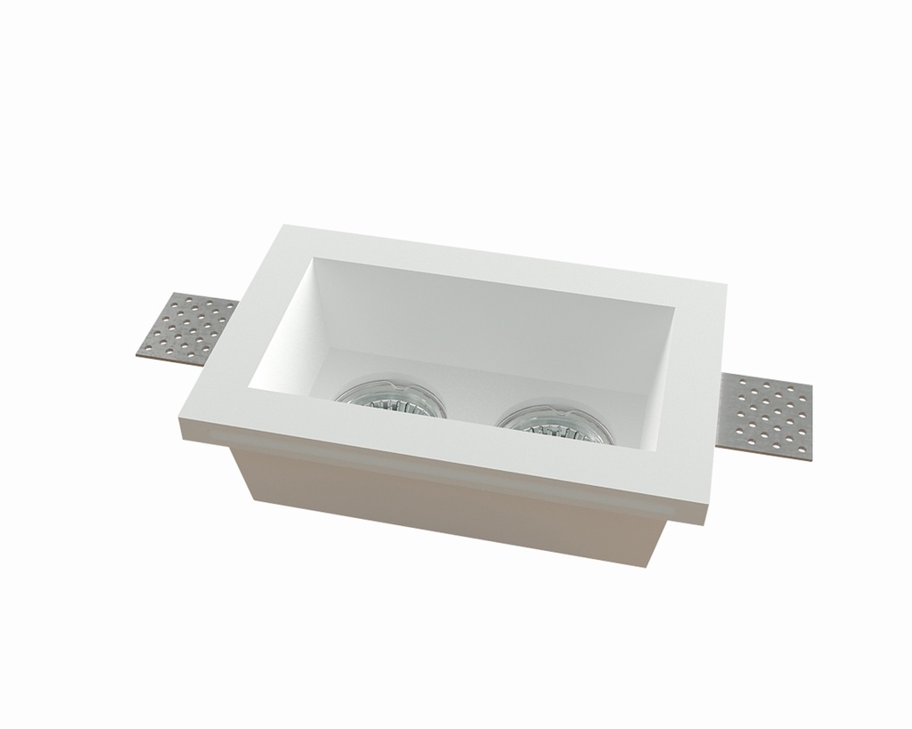 Lámpara empotrable rectangular downlight "yeso" 18.9x11.6x6.3cm con 2 sócates GU10