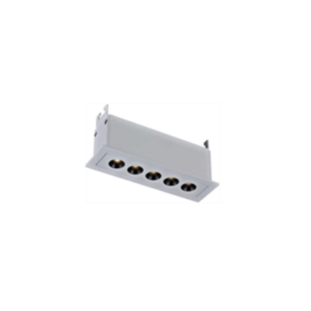 Lámpara empotrada downlight 144x44x63mm hueco 135x35mm 5x2.5W 3000K CRI90 24° con driver on-off 100-277V