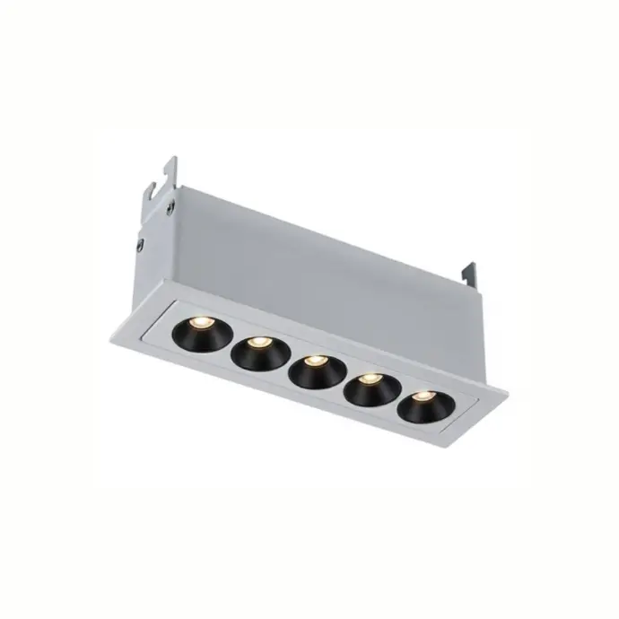Lámpara empotrada downlight 144x44x63mm hueco 135x35mm 5x2.5W 3000K CRI90 24° con driver on-off 100-277V