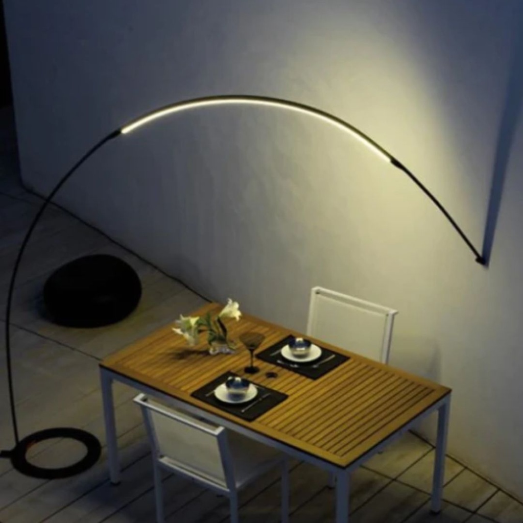 Lámpara de pie para exterior Halley Piso-Pared negra Led Strip 12V 12W Warm White