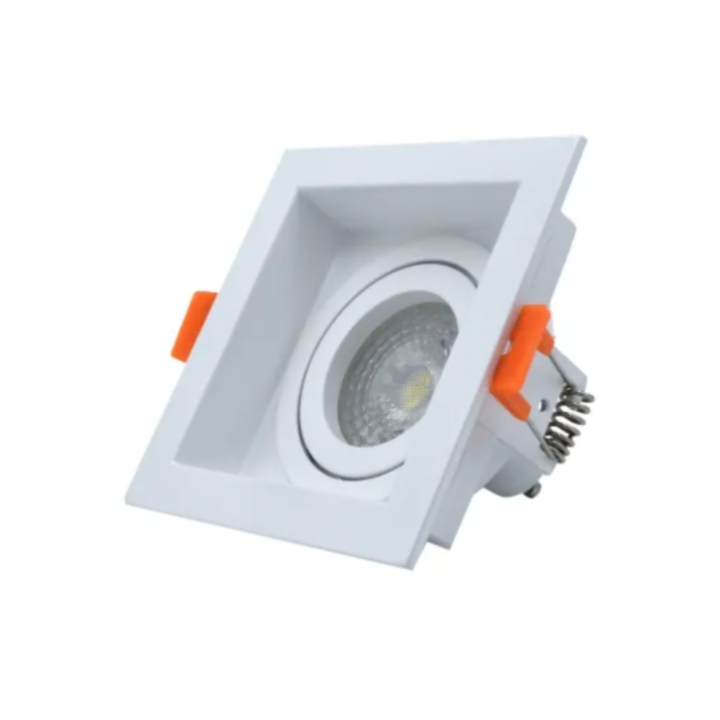 Lámpara empotrada cuadrada dirigible confort 100x100mm GU10 blanca