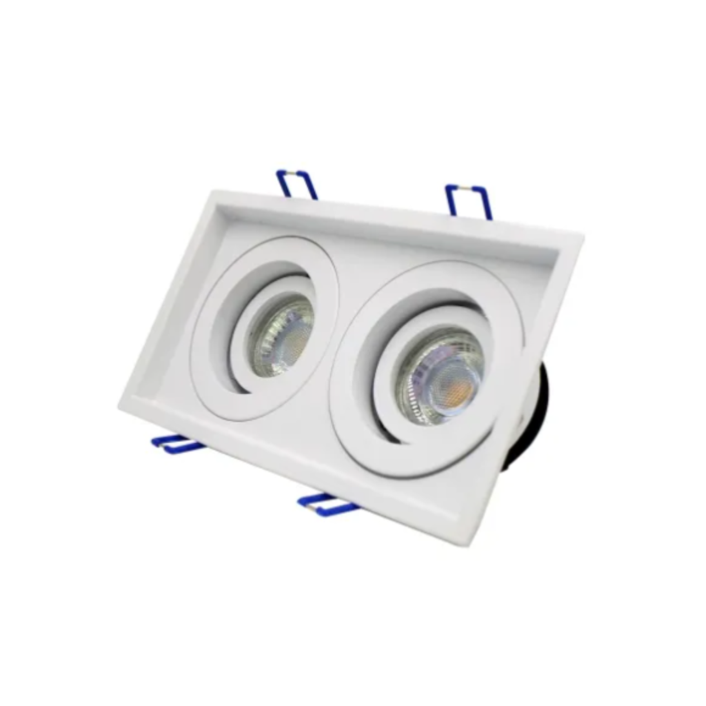 Lámpara empotrada rectangular dirigible 206x111mm 2xGU10 blanca