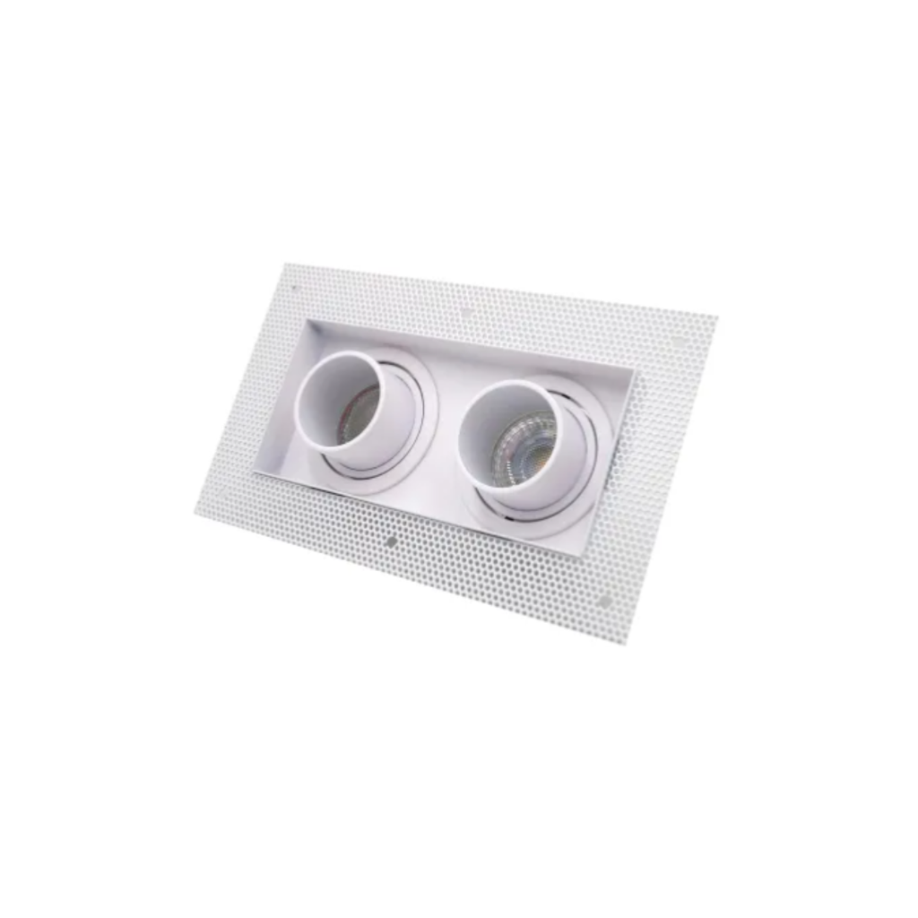 Lámpara empotrada rectangular dirigible sin marco 127x215mm 2xGU10 blanca
