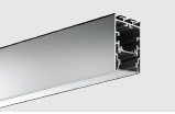 Perfil BS1607 2,5mx16x7mm empotrable sin marco con difusor de policarbonato mate y tapas terminales. Plateado
