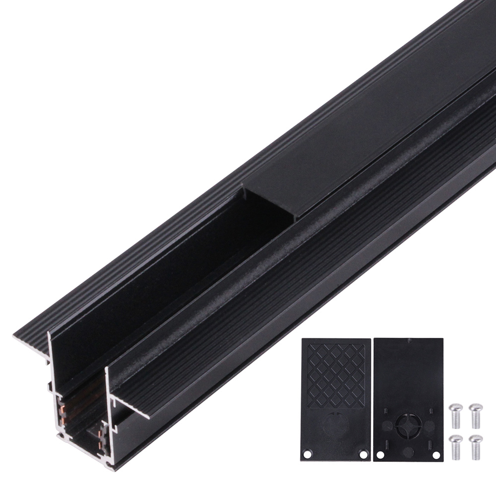 Riel magnético 48V empotrado negro espesor 2 mm KD-R20
