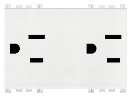 [VM-19246.B] Tomacorriente Doble 3M Arké (127Vac/15Amps) -Vimar (Blanco)