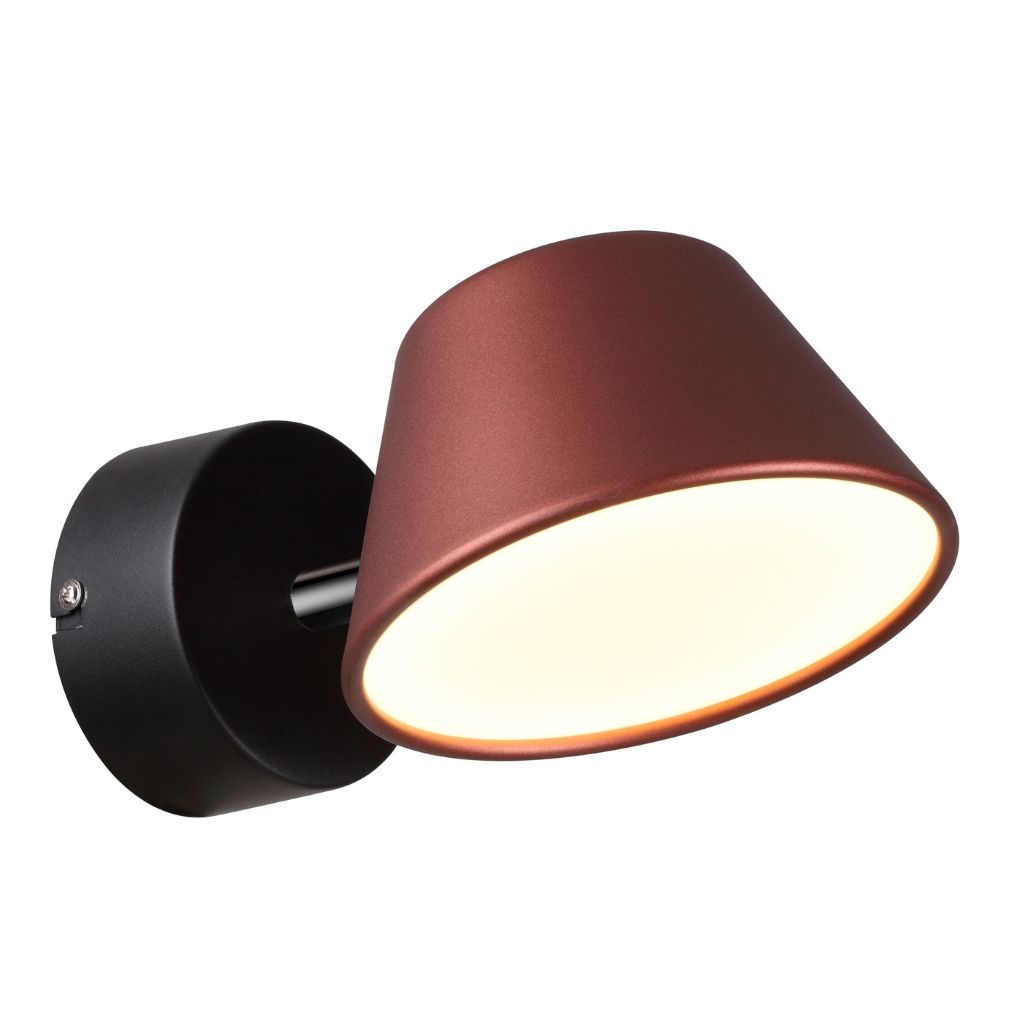 Aplique Aurora cabezal semi cónico 230x160xH125mm led 9W 3000K on-off