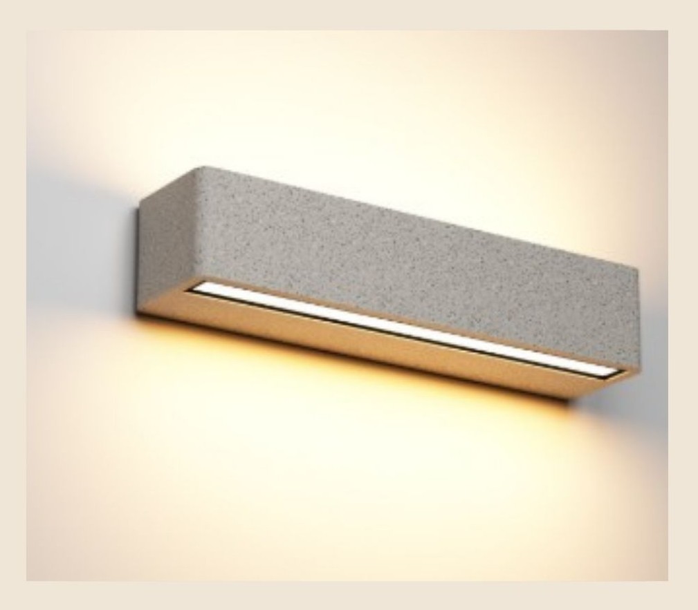 Aplique rectangular 60x10x5.5cms de cemento IP54 led 3000K 22W