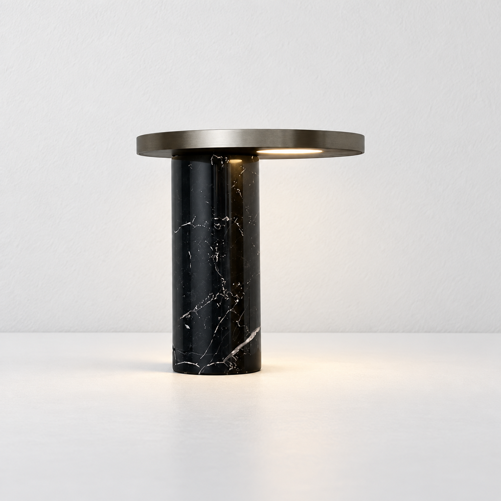 Lámpara de mesa Marmol y Aluminio led 10W 3000K ø290×H300mm negra