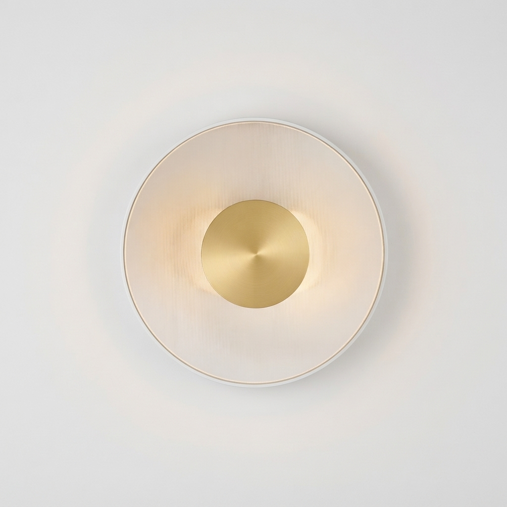 Aplique redondo vidrio y metal ø350×W100mm led 12W 3000K 120V