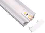[CX-C120] Perfil wall washer 2,5m 26x10.5mm 8.5mm interno con marco con difusor de policarbonato y tapas terminales. Plateado
