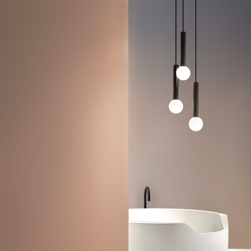 [AU-3389.BK] Lámpara colgante IP44 con 2m de cable, cilindro 250mm globo de vidrio  φ160mm 120V 7W 3000K