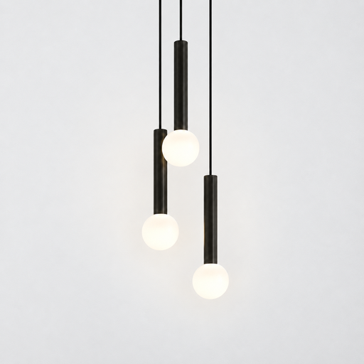 [AU-3389.BK] Lampara colgante IP44 con 2m de cable, cilindro 250mm globo de vidrio  φ160mm 120V 7W 3000K