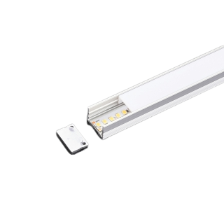 [CO-ALS-LS2013FDXSS2500-BC] Perfil de 2,5m 20x13mm sin marco con difusor de policarbonato blanco y tapas terminales. Plateado 2013