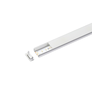 [CO-ALS-LS3535FDXWS2500-DC] Perfil de 2,5m 35x35mm sin marco con difusor de policarbonato blanco y tapas terminales. Plateado