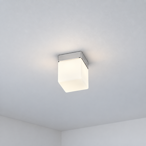 [AU-6356.WH] Plafon cubo con difusor de vidrio opal 100x100x122mm IP44 led 10W 120V 3000K