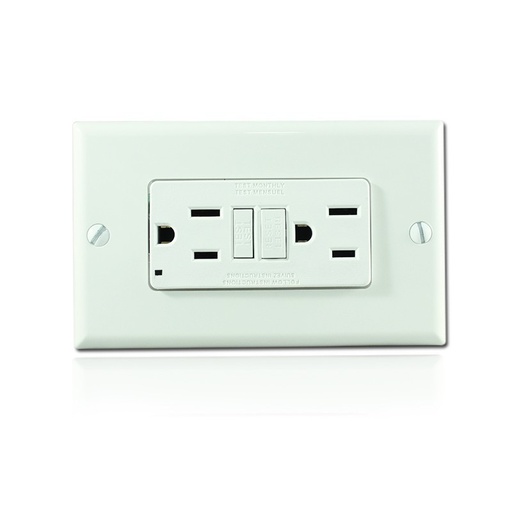 [EA-646-GFCI-BL] Tomacorriente 15A GFCI blanco con tapa