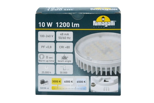 [FU-H3.LED.G53] Bombillo led GX53 D=100mm 4000K 25000 hrs 10W 1200lm 100-240V