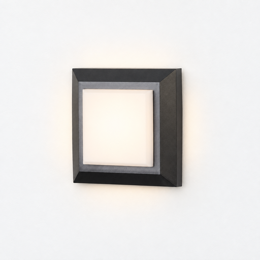 [FL-PX-0755-NEG] Aplique de senalizacion IP65 Kairo cuadrado 125x125mm con difusor de policarbonato mate led 4W 711lm 2700/3200/4000K con marcos intercambiables Blanco, Gris o Negro 100-240V